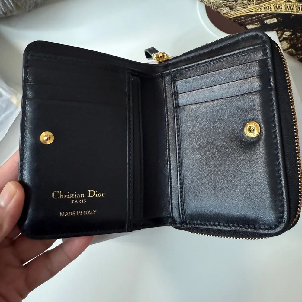Dior Jolie Scarlet Walllet Black Leather Card Holder